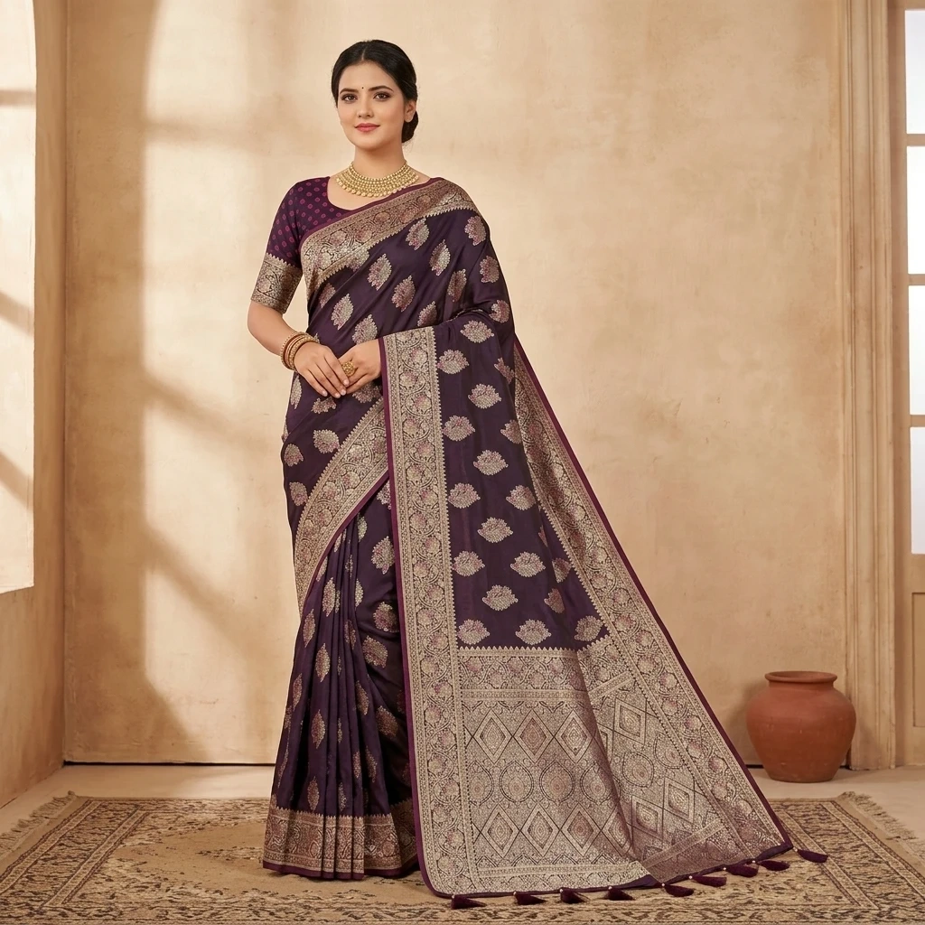 rajrani-plum-satin-silk-saree-with-antique-gold-woven-border